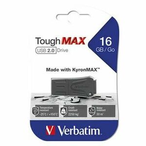 Verbatim USB flash disk, USB 2.0, 16GB, ToughMAX, čierny, 49330, USB A, kompozitný materiál KyronMAX(tm) vyobraziť