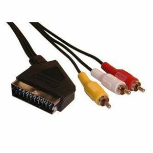 Video kábel SCART samec - 3x CINCH samec, 5m, černý, DOPRADE vyobraziť
