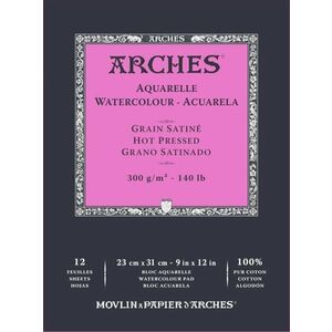 Arches Watercolour Hot Pressed Pad Natural White 31 x 23 cm 300 g Skicár vyobraziť