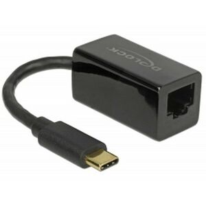 Delock Adaptér Super Speed USB (USB 3.1 Gen 1) s USB Type-C™ samec > Gigabit LAN 10/100/1000 Mbps kompaktný čierny vyobraziť