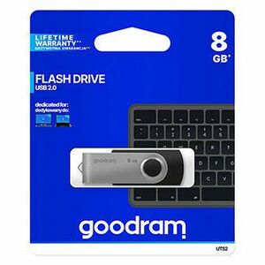 Goodram USB flash disk, USB 2.0, 8GB, UTS2, čierny, UTS2-0080K0R11, USB A, s otočnou krytkou vyobraziť