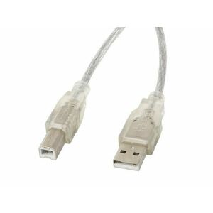 LANBERG USB-A (M) na USB-B (M) 2.0 kábel 5m, transparentný vyobraziť