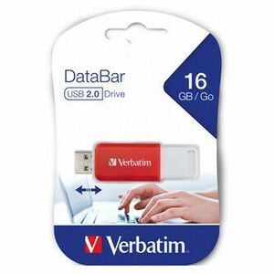 Verbatim USB flash disk, USB 2.0, 16GB, DataBar, červený, 49453, pre archiváciu dať vyobraziť