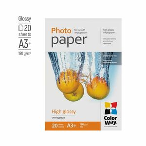 COLORWAY FOTOPAPIER CW VYSOKO LESKLY 180G/M2, 20KS, A3+ (PG180020A3+) vyobraziť