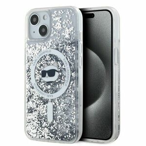 Karl Lagerfeld Liquid Glitter Choupette Head Magsafe Zadní Kryt pro iPhone 15 Transparent vyobraziť