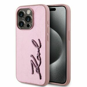 Karl Lagerfeld Wrinkled PU Signature Logo Zadní Kryt pro iPhone 15 Pro Max Pink vyobraziť