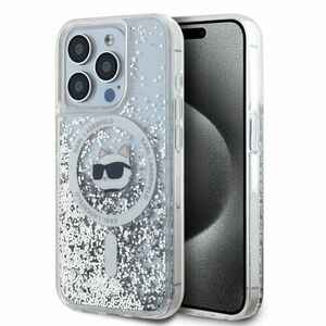 Karl Lagerfeld Liquid Glitter Choupette Head MagSafe Zadní Kryt pro iPhone 15 Pro Transparent vyobraziť