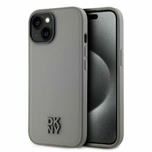 DKNY PU Leather Stack Logo Magsafe Zadní Kryt pro iPhone 15 Grey vyobraziť