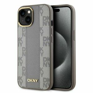 DKNY PU Leather Checkered Pattern Magsafe Zadní Kryt pro iPhone 15 Beige vyobraziť