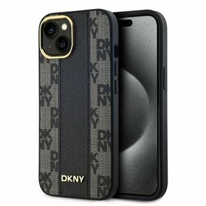 DKNY PU Leather Checkered Pattern Magsafe Zadní Kryt pro iPhone 15 Black vyobraziť