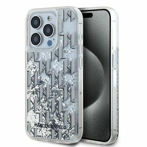 Karl Lagerfeld Liquid Glitter Monogram Gradient Zadní Kryt pro iPhone 15 Pro Max White vyobraziť