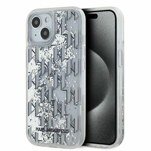 Karl Lagerfeld Liquid Glitter Monogram Gradient Zadní Kryt pro iPhone 15 White vyobraziť