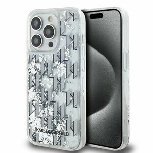 Karl Lagerfeld Liquid Glitter Monogram Gradient Zadní Kryt pro iPhone 14 Pro Max White vyobraziť