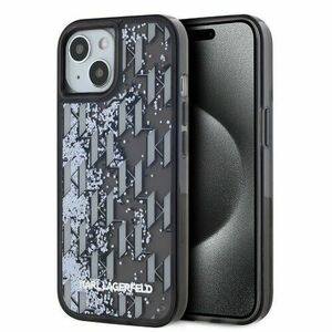 Karl Lagerfeld Liquid Glitter Monogram Gradient Zadní Kryt pro iPhone 15 Black vyobraziť