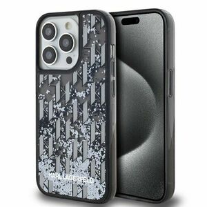 Karl Lagerfeld Liquid Glitter Monogram Gradient Zadní Kryt pro iPhone 14 Pro Max Black vyobraziť