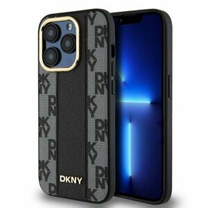 DKNY PU Leather Checkered Pattern Magsafe Zadní Kryt pro iPhone 15 Pro Black vyobraziť