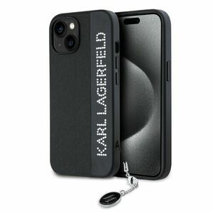 Karl Lagerfeld PU Saffiano Rhinestone Charm Zadní Kryt pro iPhone 15 Black vyobraziť