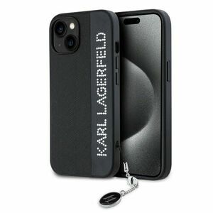 Karl Lagerfeld PU Saffiano Rhinestone Charm Zadní Kryt pro iPhone 14 Black vyobraziť