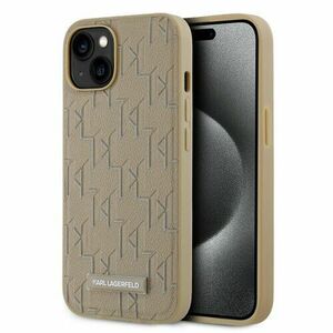 Karl Lagerfeld PU Leather Monogram Metal Logo Magsafe Zadní Kryt pro iPhone 14 Beige vyobraziť