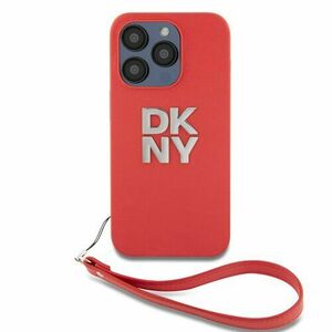 DKNY PU Leather Stack Logo Wrist Strap Zadní Kryt pro iPhone 15 Pro Max Pink vyobraziť