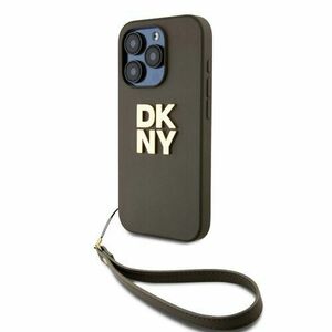 DKNY PU Leather Stack Logo Wrist Strap Zadní Kryt pro iPhone 15 Pro Green vyobraziť