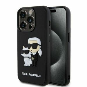 Karl Lagerfeld 3D Rubber Karl and Choupette Zadní Kryt pro iPhone 15 Pro Black vyobraziť