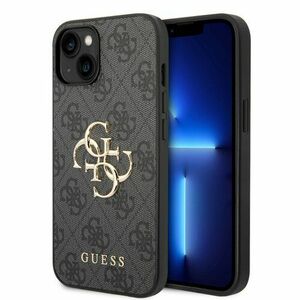 Guess PU 4G Metal Logo Zadní Kryt pro iPhone 15 Grey vyobraziť