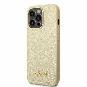 Puzdro Guess PC/TPU Glitter Flakes Metal Logo iPhone 14 Pro Max - zlaté vyobraziť