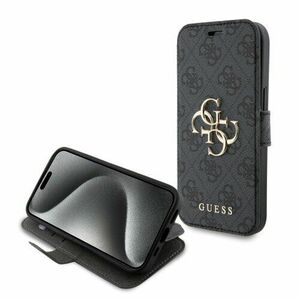 Guess PU Leather 4G Metal Logo Book Pouzdro pro iPhone 15 Grey vyobraziť