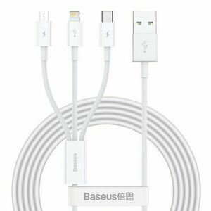 Baseus CAMLTYS-02 Superior Fast Charging Datový Kabel 3v1 USB-C, Lightning, MicroUSB 1.5m White vyobraziť