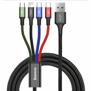 Baseus CA1T4-B01 Fast 4in1 Kabel Lightning, 2x USB-C, MicroUSB 3.5A 1.2m Black vyobraziť