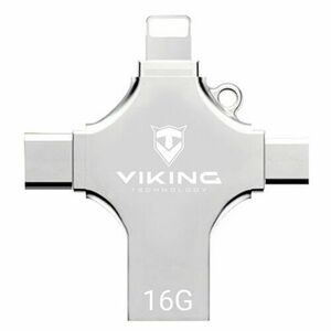 Viking 4v1/Flash USB/16GB/USB 3.0/USB-A + USB-C/+ Adaptér/Stříbrná vyobraziť