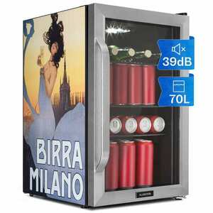 Klarstein Beersafe 70 Birra Milano Edition, chladnička, 70 litrov, 3 police, panoramatické sklenené dvere, nehrdzavejúca oceľ vyobraziť