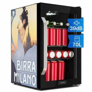 Klarstein Beersafe 70 Birra Milano Edition, chladnička, 70 litrov, 3 police, panoramatické sklenené dvere, nerezová oceľ vyobraziť