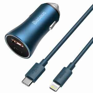 Baseus Golden Contactor Pro autonabíjačka USB-C / USB 40W PD QC + kábel USB-C / Lightning, modrá (TZCCJD-03) vyobraziť