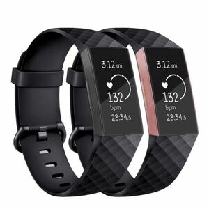 BStrap Silicone Diamond (Large) remienok na Fitbit Charge 3 / 4, black (SFI008C10) vyobraziť