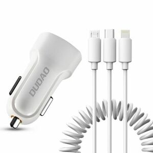 Dudao R7 autonabíjačka 2x USB 2.4A + 3in1 Lightning / Type C / micro USB, biela vyobraziť