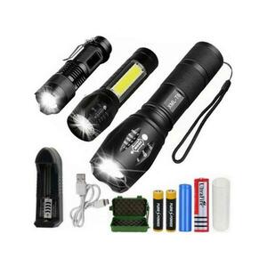 3x LED baterka CREE XM-L T6 a Q5 2x ZOOM a XPE + COB vyobraziť