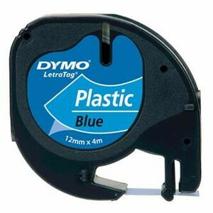 Dymo originál páska do tlačiarne štítkov, Dymo, S0721650, černý tlač/modrý podklad, 4m, 12mm, LetraTag plastová páska vyobraziť