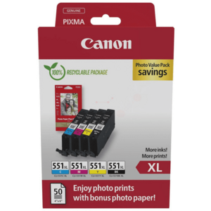 CANON CLI-551-XL - originálna cartridge, čierna + farebná vyobraziť