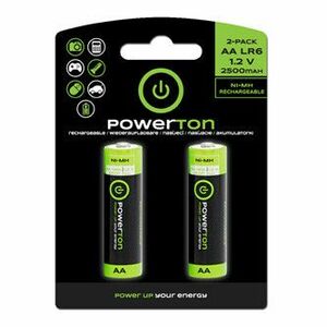 Nabíjacia batéria, AA (HR6), 1.2V, 2500mAh, Powerton, blister, 2-pack vyobraziť