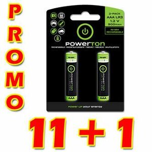 Nabíjacia batéria, AAA (HR03), 1.2V, 900 mAh, Powerton, box, 12x2-pack, PROMO 2-pack 11+1 (22+2 ks) vyobraziť