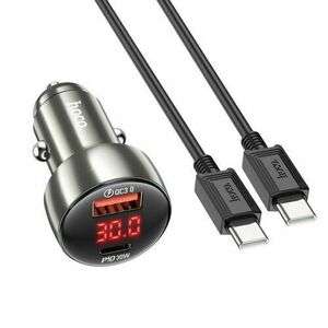 Autonabíjačka HOCO s displejom + kábel USB C 48W Z50 Šedá KS vyobraziť