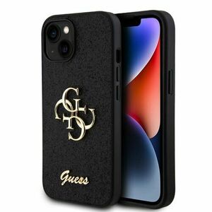 Guess PU Fixed Glitter 4G Metal Logo Zadní Kryt pro iPhone 13 Black vyobraziť