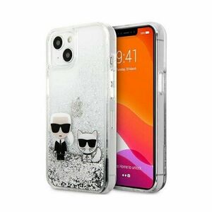 Puzdro Karl Lagerfeld KLHCP13LGKCS Liquid Glitter Karl and Choupette iPhone 13 Pro - strieborné vyobraziť