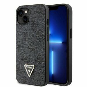 Guess PU 4G Strass Triangle Metal Logo Zadní Kryt pro iPhone 15 Black vyobraziť