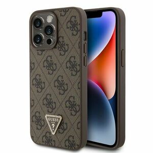 Guess PU 4G Strass Triangle Metal Logo Zadní Kryt pro iPhone 15 Pro Max Brown vyobraziť