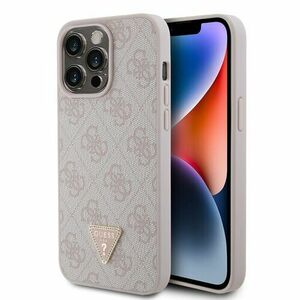 Guess PU 4G Strass Triangle Metal Logo Zadní Kryt pro iPhone 15 Pro Max Pink vyobraziť