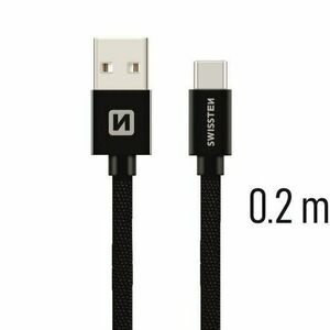 Dátový kábel Swissten USB-C Fast Charge 3A 0, 2m Čierny opletený vyobraziť