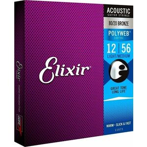 Elixir 11075 Polyweb 12-56 Struny pre akustickú gitaru vyobraziť